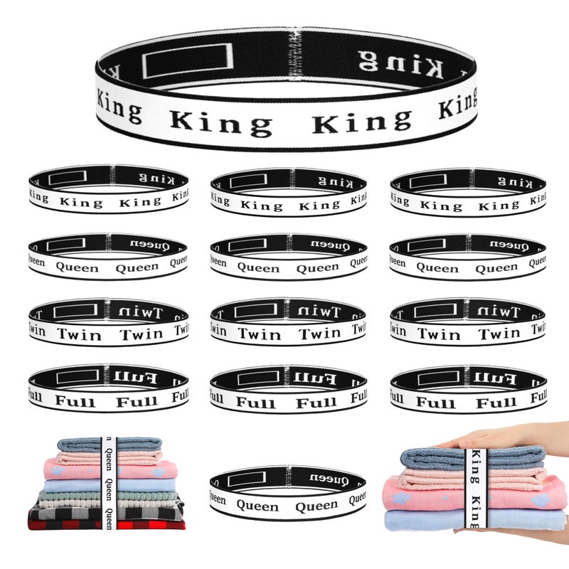 wuher 16Pcs Bed Sheet Organizer Bands Sheets Labels for Elastic Bedding Linen Closet Storage Foldable Sheet Set Organizer Sheet Keeper Band (Queen King Full Twin) - Image 1